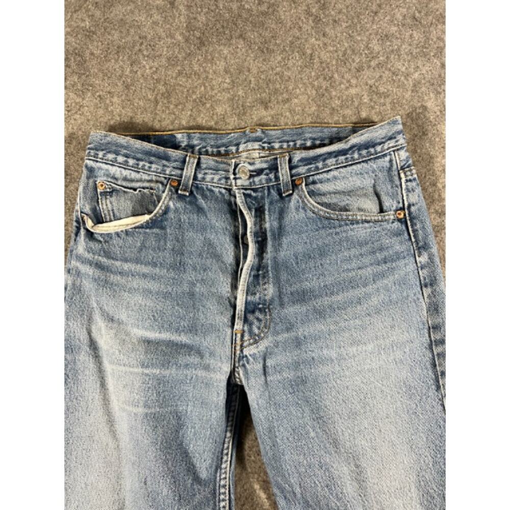 VTG 80s Levis 501 Jeans Men 34x34 Blue Light Wash Straight Distressed Streetwear - Picture 4 of 13